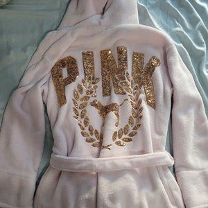 Victoria's Secret "Pink" plush Hooded Robe with belt